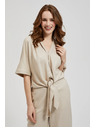 Moodo Lanena košulja s vezivanjem bež Moodo