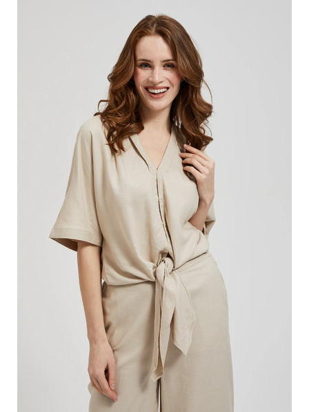 Moodo Lanena košulja s vezivanjem bež Moodo