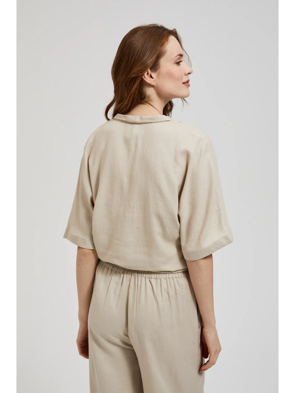 Moodo Lanena košulja s vezivanjem bež Moodo