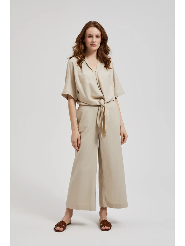 Moodo Lanena košulja s vezivanjem bež Moodo