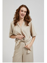 Moodo Lanena košulja s vezivanjem bež Moodo