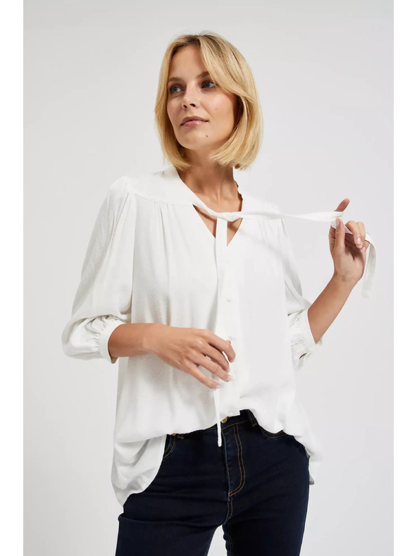 Moodo Bijela košulja Moodo zapinjača na gumbe s vezanim izrezom