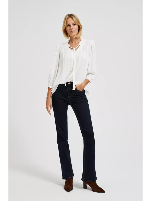 Moodo Bijela košulja Moodo zapinjača na gumbe s vezanim izrezom