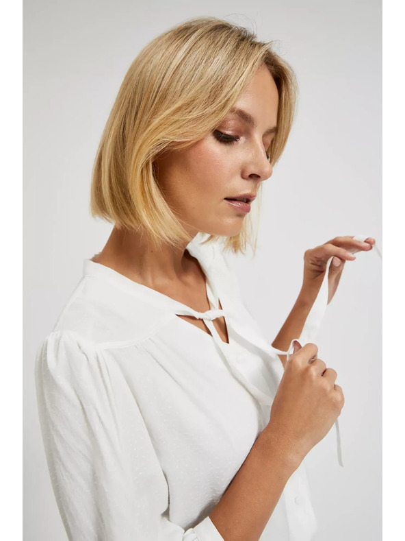 Moodo Bijela košulja Moodo zapinjača na gumbe s vezanim izrezom