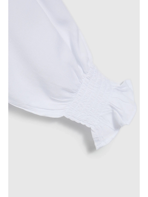 Moodo Viskozna košulja s V-izrezom i napuhanim rukavima bijela Moodo