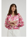 Moodo Ružičasta cvjetna košulja s naboranim rukavima Moodo