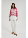 Moodo Ružičasta cvjetna košulja s naboranim rukavima Moodo