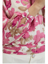 Moodo Ružičasta cvjetna košulja s naboranim rukavima Moodo