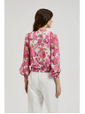 Moodo Ružičasta cvjetna košulja s naboranim rukavima Moodo