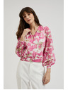 Moodo Ružičasta cvjetna košulja s naboranim rukavima Moodo