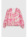 Moodo Ružičasta cvjetna košulja s naboranim rukavima Moodo
