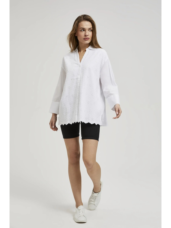 Moodo Bijela oversize košulja s V-izrezom Moodo