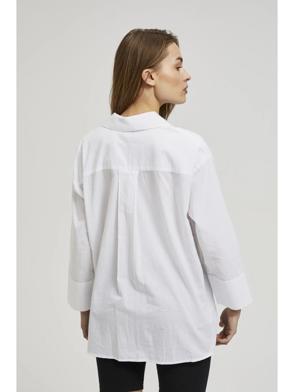 Moodo Bijela oversize košulja s V-izrezom Moodo