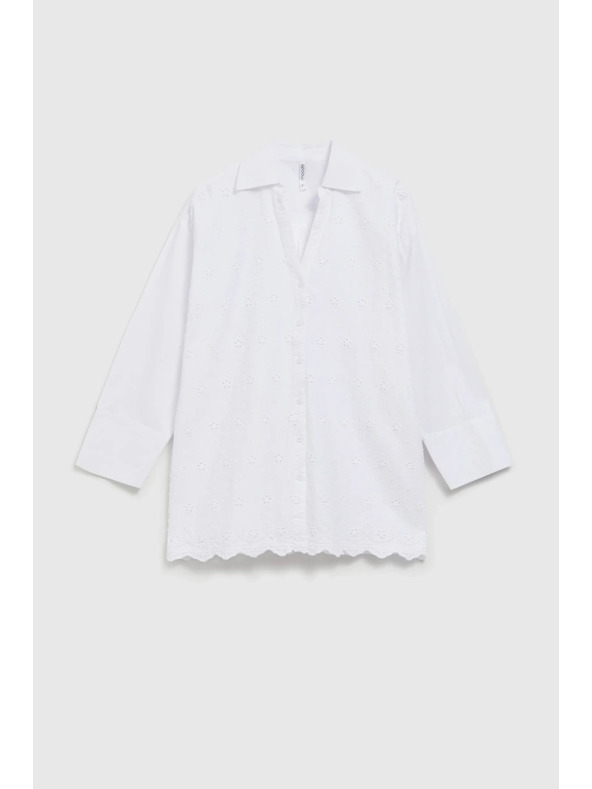Moodo Bijela oversize košulja s V-izrezom Moodo