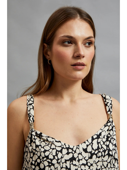 Moodo Uzorovana košulja na bretele bež Moodo