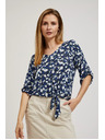 Moodo Plava cvjetna košulja s vezivanjem Moodo