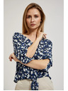 Moodo Plava cvjetna košulja s vezivanjem Moodo