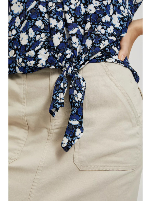 Moodo Plava cvjetna košulja s vezivanjem Moodo
