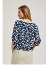 Moodo Plava cvjetna košulja s vezivanjem Moodo