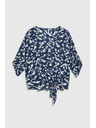 Moodo Plava cvjetna košulja s vezivanjem Moodo