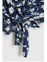 Moodo Plava cvjetna košulja s vezivanjem Moodo