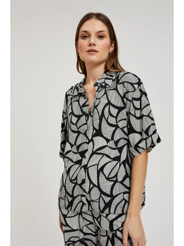Moodo Viskozna košulja crno-bijela Moodo