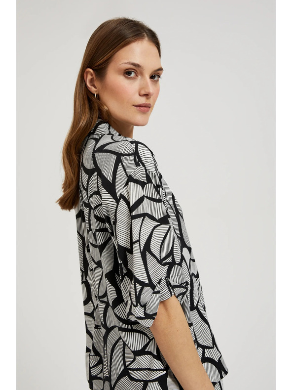 Moodo Viskozna košulja crno-bijela Moodo