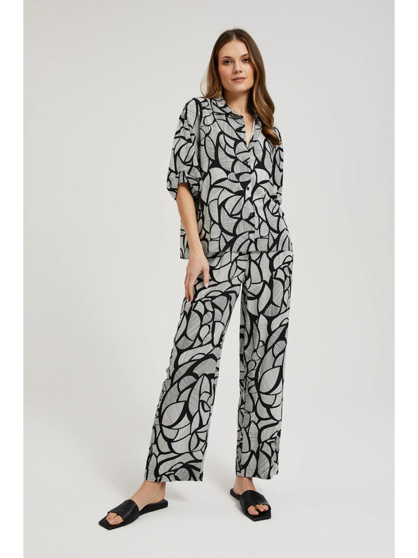 Moodo Viskozna košulja crno-bijela Moodo