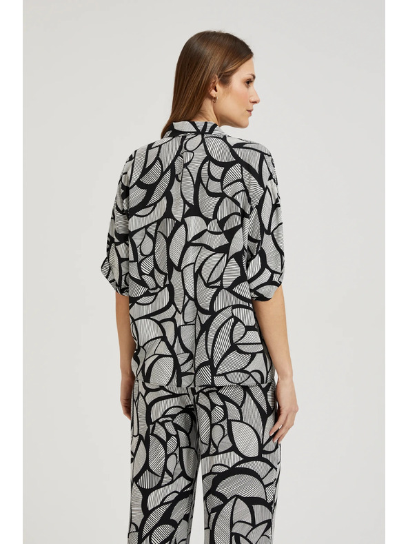 Moodo Viskozna košulja crno-bijela Moodo