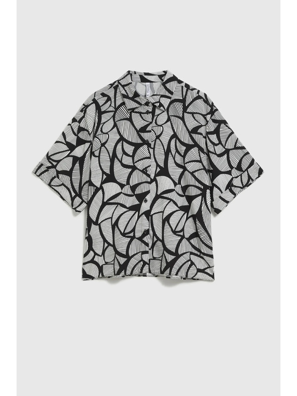 Moodo Viskozna košulja crno-bijela Moodo