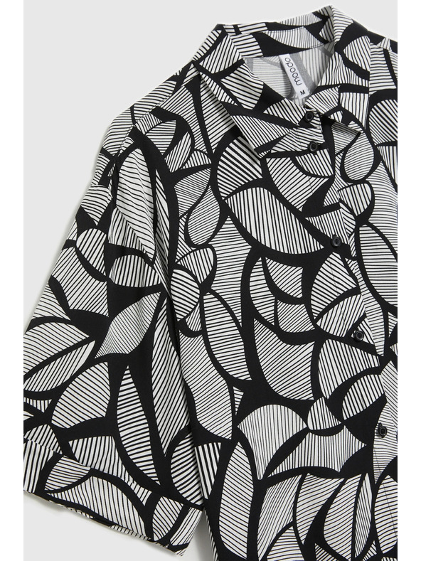 Moodo Viskozna košulja crno-bijela Moodo