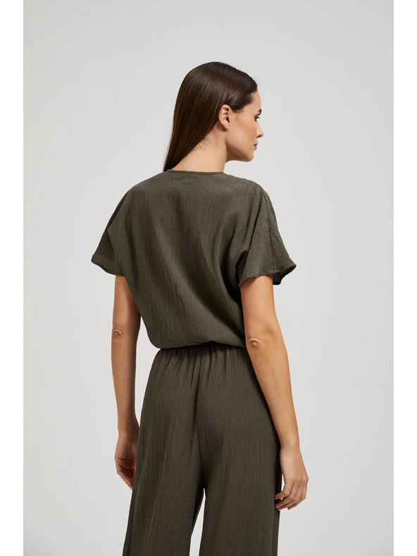 Moodo Košulja s V-izrezom i kratkim rukavima maslinasta Moodo