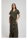 Moodo Košulja s V-izrezom i kratkim rukavima maslinasta Moodo