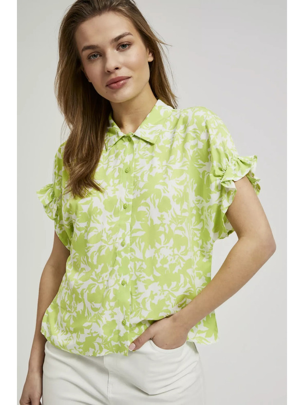 Moodo Zelena košulja s naboranim rukavom Moodo
