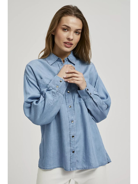 Moodo Plava lyocell košulja s ovratnikom na gumbe Moodo