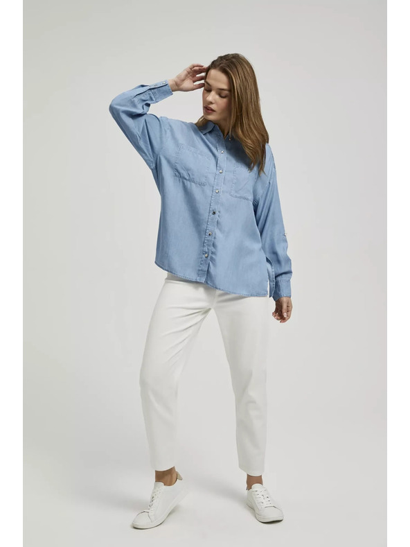 Moodo Plava lyocell košulja s ovratnikom na gumbe Moodo