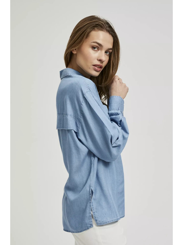 Moodo Plava lyocell košulja s ovratnikom na gumbe Moodo