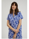 Moodo Plava košulja s ovratnikom i biljnim uzorkom Moodo