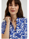 Moodo Plava košulja s ovratnikom i biljnim uzorkom Moodo