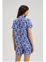 Moodo Plava košulja s ovratnikom i biljnim uzorkom Moodo