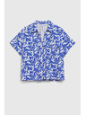 Moodo Plava košulja s ovratnikom i biljnim uzorkom Moodo