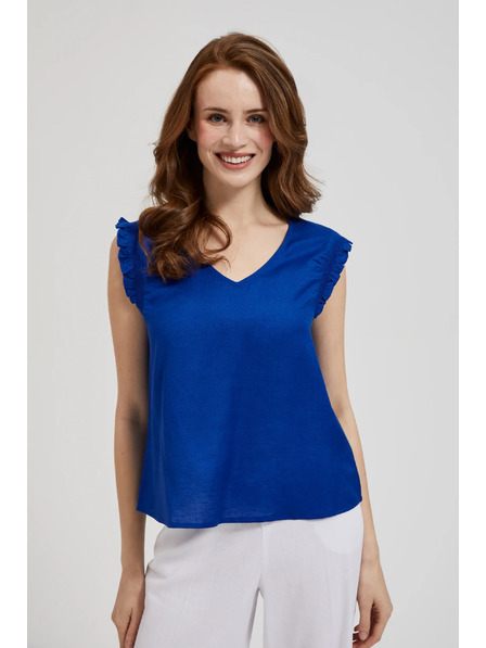 Moodo Plava košulja s volanima na ramenima Moodo