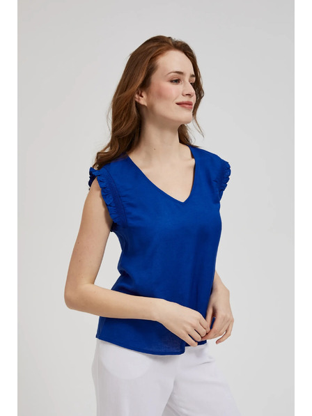 Moodo Plava košulja s volanima na ramenima Moodo
