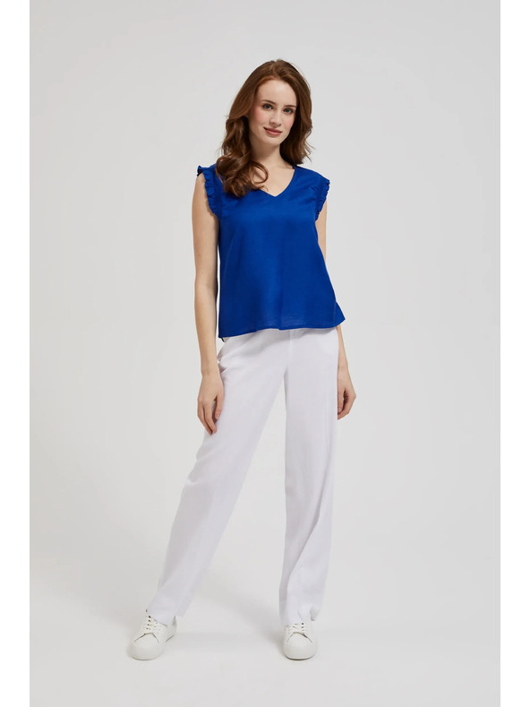 Moodo Plava košulja s volanima na ramenima Moodo