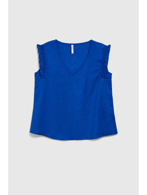 Moodo Plava košulja s volanima na ramenima Moodo