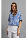 Moodo Plava prugasta košulja na gumbe s džepovima Moodo