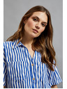Moodo Plava prugasta košulja na gumbe s džepovima Moodo