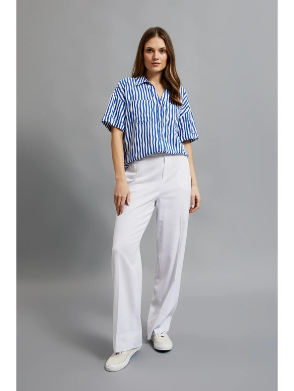 Moodo Plava prugasta košulja na gumbe s džepovima Moodo