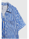 Moodo Plava prugasta košulja na gumbe s džepovima Moodo