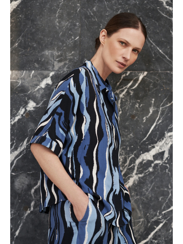 Moodo Košulja s uzorkom i kratkim rukavima plava Moodo